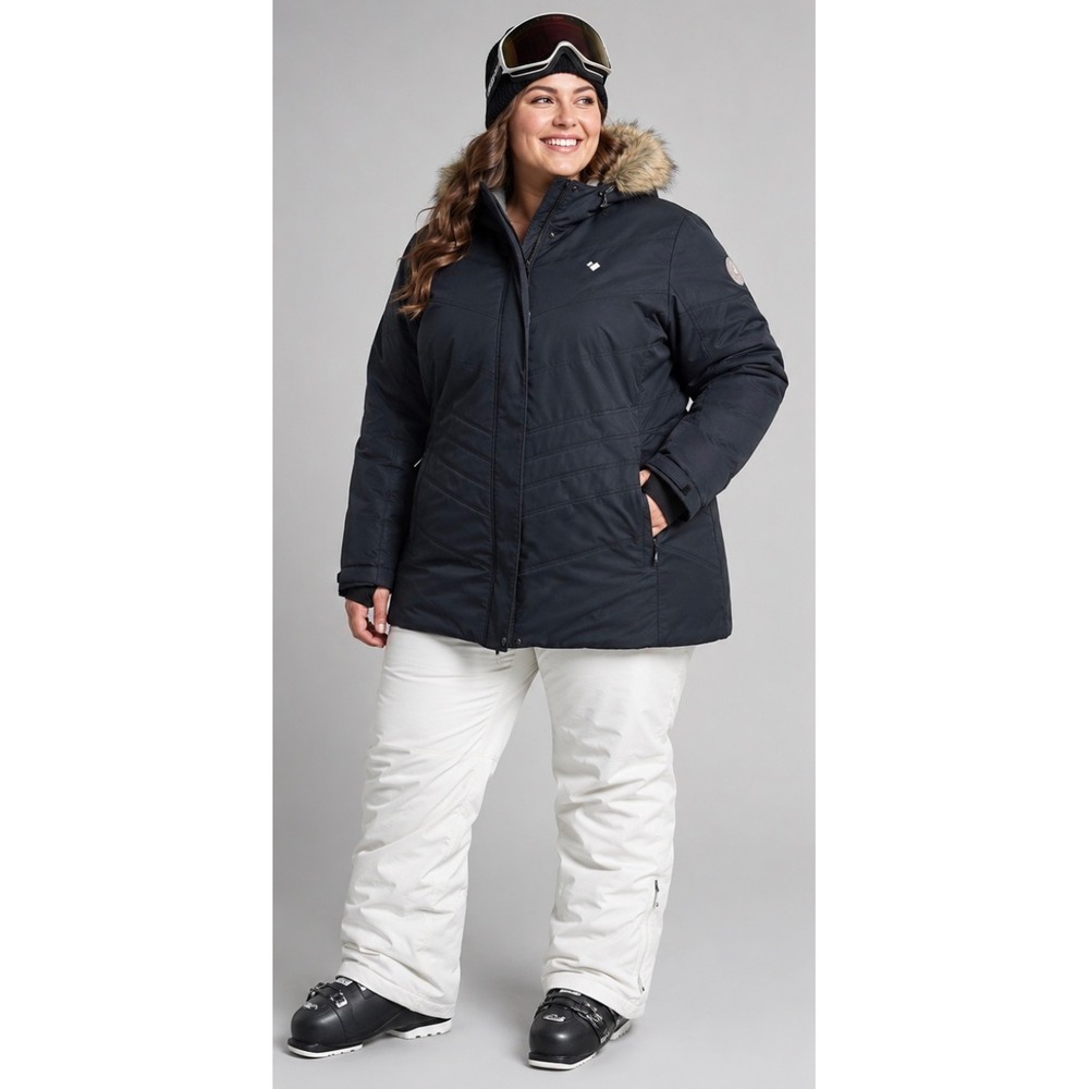 Obermeyer‎ Womens 18 Black Thermore Insulated Hooded Ski Jacket Faux Fur Trim